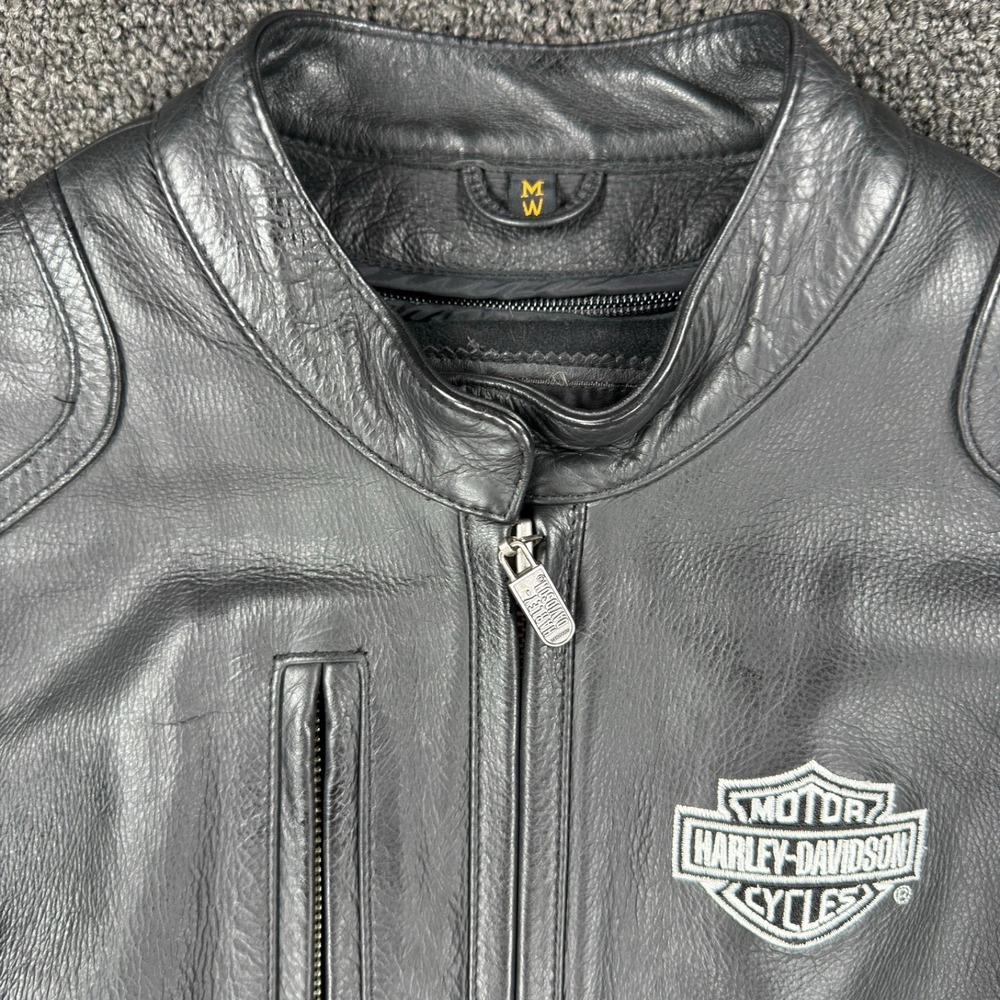 Harley Davidson Womens Leather Peplum Motorcycle Riding Jacket Removable Lining - Picture 3 of 11